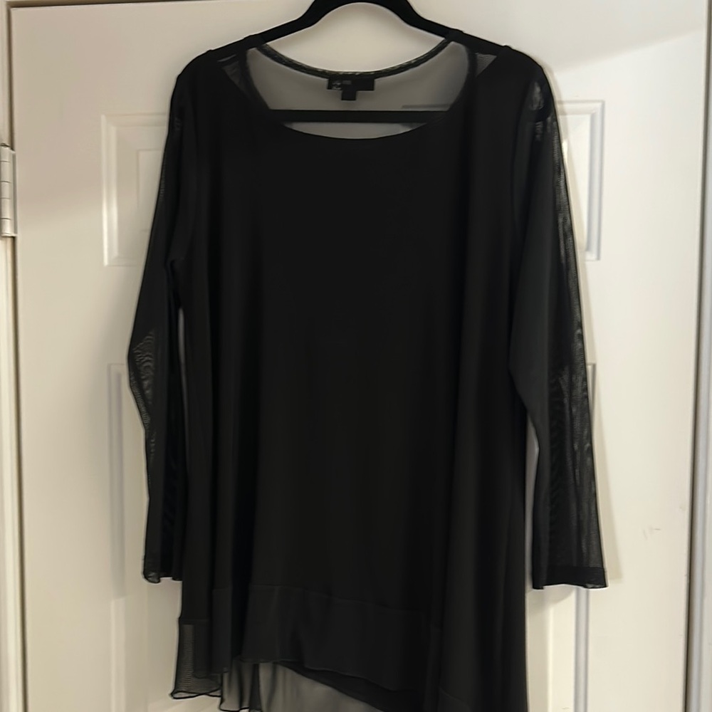 Black Sheer Long Sleeve Top